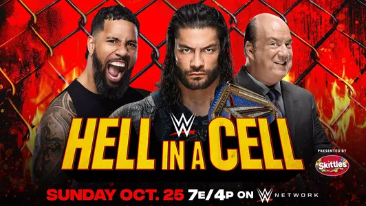 Affiche du Universal Champion Roman Reigns vs. Jey Uso Hell in a Cell, I Quit Match à Hell In A Cell 2020